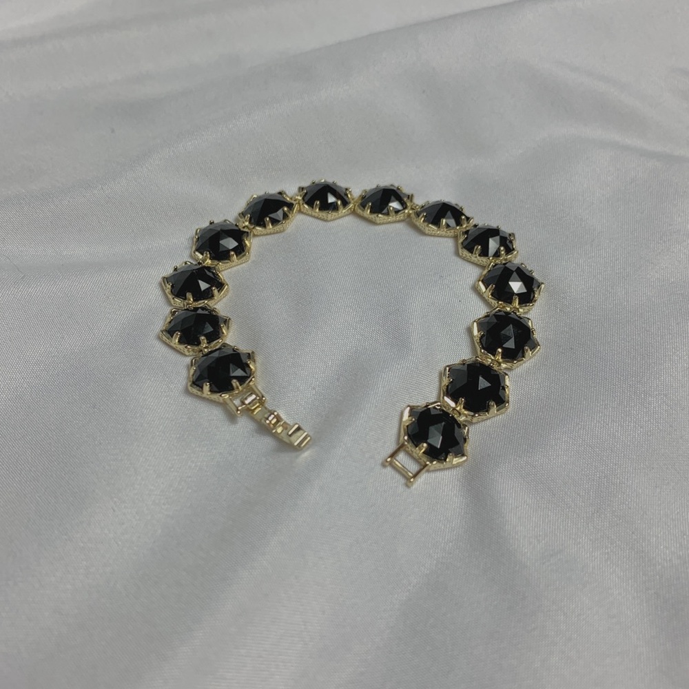 KENDRA SCOTT HEXAGON BRACELET IN BLACK AND GOLD